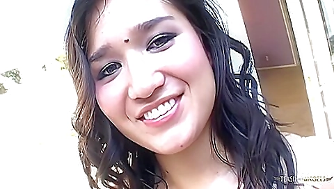 Sexy brunette hair with a sex toy