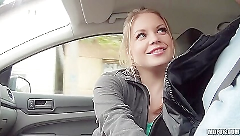 Sexy blonde gets a mouthful of cum